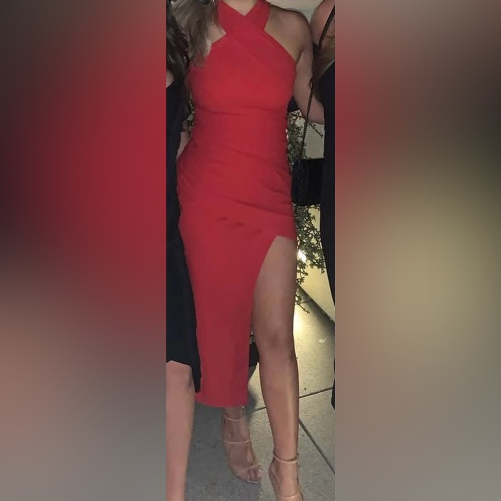 Elegant Red Halter Dress